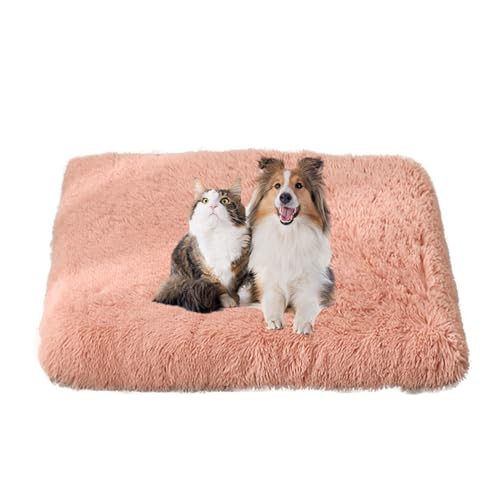 FANSU Hundebett Waschbar Katzenbett Flauschig Hundebetten Weiche Beruhigende Haustierbett Abnehmbar und Waschbar für Kleine Mittlere oder große Hunde (90X70X10CM,Leder Rosa) von FANSU