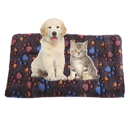 FANSU Hundebett Waschbar Katzenbett Flauschig Hundebetten Weiche Beruhigende Haustierbett Abnehmbar und Waschbar für Kleine Mittlere oder große Hunde (Braune Fußabdrücke,50 * 60cm) von FANSU