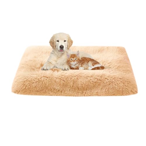 FANSU Hundebett Waschbar Katzenbett Flauschig Hundebetten Weiche Beruhigende Haustierbett Abnehmbar und Waschbar für Kleine Mittlere oder große Hunde (l-78x55cm,Dunkel Mandel) von FANSU