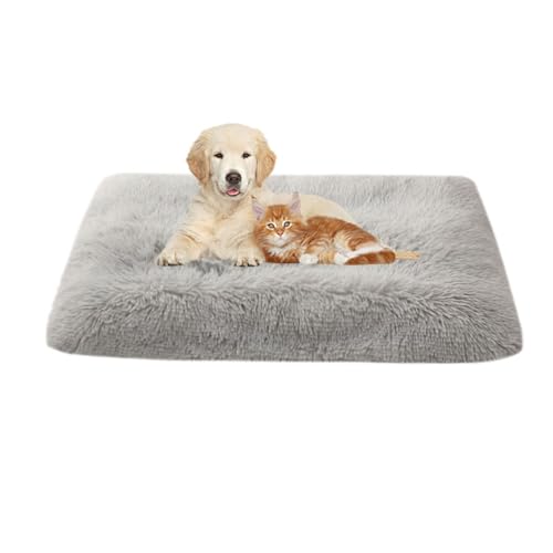 FANSU Hundebett Waschbar Katzenbett Flauschig Hundebetten Weiche Beruhigende Haustierbett Abnehmbar und Waschbar für Kleine Mittlere oder große Hunde (m-64x48cm,hellgrau) von FANSU