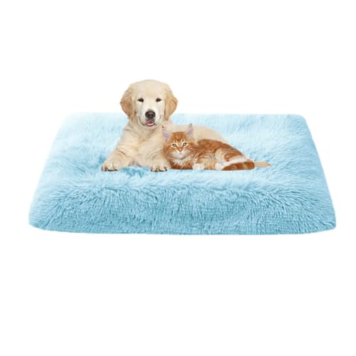 FANSU Hundebett Waschbar Katzenbett Flauschig Hundebetten Weiche Beruhigende Haustierbett Abnehmbar und Waschbar für Kleine Mittlere oder große Hunde (s-53x38cm,Hellblau) von FANSU