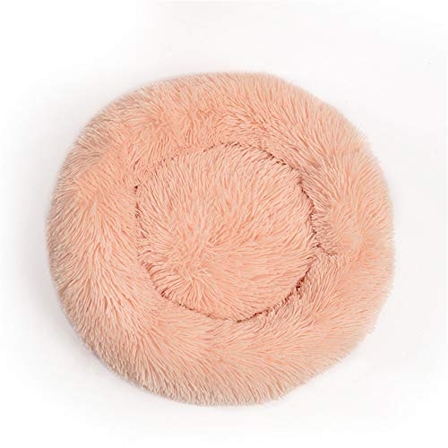 FANSU Hundebett rund Hundekissen Plüsch weichem Hundesofa rutschfest Base Katzenbett Donut Größe und Farbe wählbar (Beige rosa,80CM) von FANSU