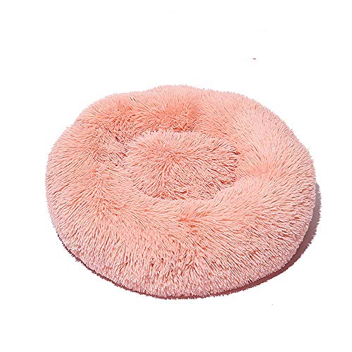 FANSU Hundebett rund Hundekissen Plüsch weichem Hundesofa rutschfest Base Katzenbett Donut Größe und Farbe wählbar (Bohnenpastenpulver,100CM) von FANSU