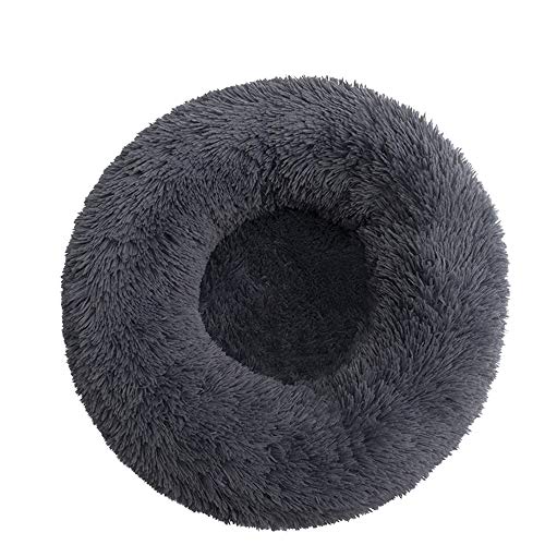 FANSU Hundebett rund Hundekissen Plüsch weichem Hundesofa rutschfest Base Katzenbett Donut Größe und Farbe wählbar (Dunkelgrau,120CM) von FANSU