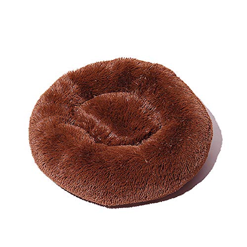 FANSU Hundebett rund Hundekissen Plüsch weichem Hundesofa rutschfest Base Katzenbett Donut Größe und Farbe wählbar (Dunkles Khaki,110CM) von FANSU