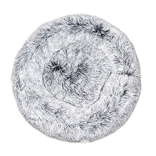 FANSU Hundebett rund Hundekissen Plüsch weichem Hundesofa rutschfest Base Katzenbett Donut Größe und Farbe wählbar (Farbverlauf grau,120CM) von FANSU