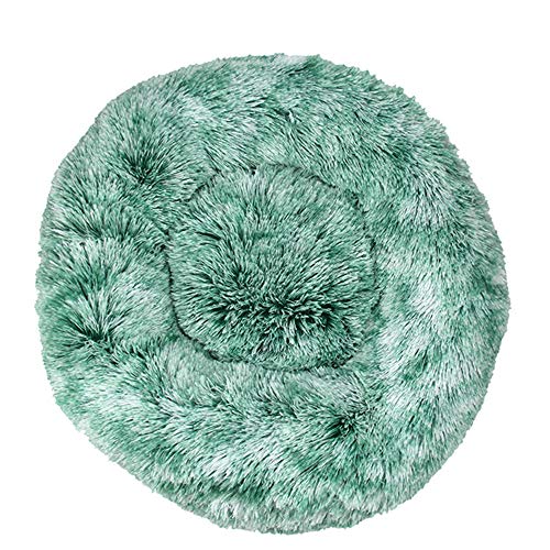 FANSU Hundebett rund Hundekissen Plüsch weichem Hundesofa rutschfest Base Katzenbett Donut Größe und Farbe wählbar (Farbverlauf grün,120CM) von FANSU