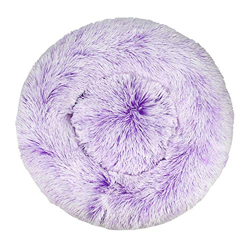 FANSU Hundebett rund Hundekissen Plüsch weichem Hundesofa rutschfest Base Katzenbett Donut Größe und Farbe wählbar (Farbverlauf lila,120CM) von FANSU