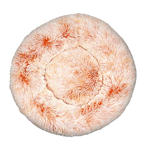 FANSU Hundebett rund Hundekissen Plüsch weichem Hundesofa rutschfest Base Katzenbett Donut Größe und Farbe wählbar (Farbverlauf orange,120CM) von FANSU