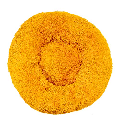 FANSU Hundebett rund Hundekissen Plüsch weichem Hundesofa rutschfest Base Katzenbett Donut Größe und Farbe wählbar (Golden,120CM) von FANSU