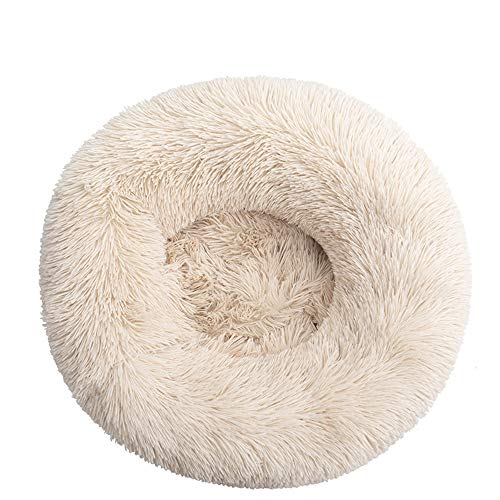 FANSU Hundebett rund Hundekissen Plüsch weichem Hundesofa rutschfest Base Katzenbett Donut Größe und Farbe wählbar (Hellbraun,120CM) von FANSU