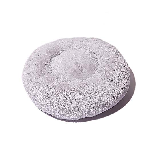 FANSU Hundebett rund Hundekissen Plüsch weichem Hundesofa rutschfest Base Katzenbett Donut Größe und Farbe wählbar (Hellgrau,80CM) von FANSU