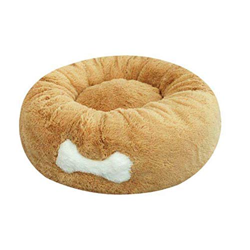 FANSU Hundebett rund Hundekissen Plüsch weichem Hundesofa rutschfest Base Katzenbett Donut Größe und Farbe wählbar (Ingwer,50cm) von FANSU