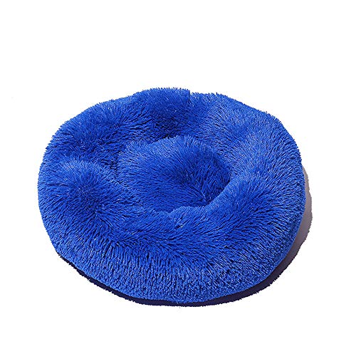 FANSU Hundebett rund Hundekissen Plüsch weichem Hundesofa rutschfest Base Katzenbett Donut Größe und Farbe wählbar (Königsblau,120CM) von FANSU