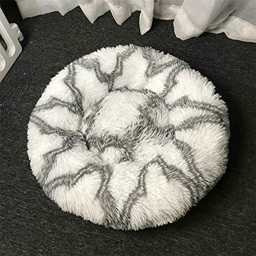 FANSU Hundebett rund Hundekissen Plüsch weichem Hundesofa rutschfest Base Katzenbett Donut Größe und Farbe wählbar (Nicht-gerade Weiss,120CM) von FANSU