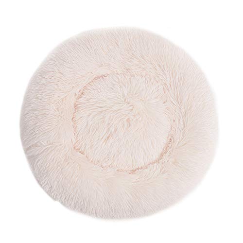 FANSU Hundebett rund Hundekissen Plüsch weichem Hundesofa rutschfest Base Katzenbett Donut Größe und Farbe wählbar (Nicht-gerade Weiss,80CM) von FANSU