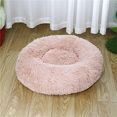 FANSU Hundebett rund Hundekissen Plüsch weichem Hundesofa rutschfest Base Katzenbett Donut Größe und Farbe wählbar (Rosa,115CM) von FANSU