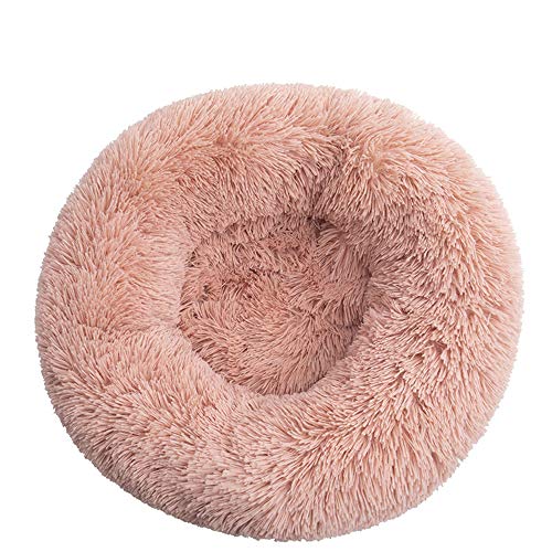 FANSU Hundebett rund Hundekissen Plüsch weichem Hundesofa rutschfest Base Katzenbett Donut Größe und Farbe wählbar (Rosa,120CM) von FANSU