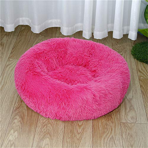 FANSU Hundebett rund Hundekissen Plüsch weichem Hundesofa rutschfest Base Katzenbett Donut Größe und Farbe wählbar (Rose Red,115CM) von FANSU