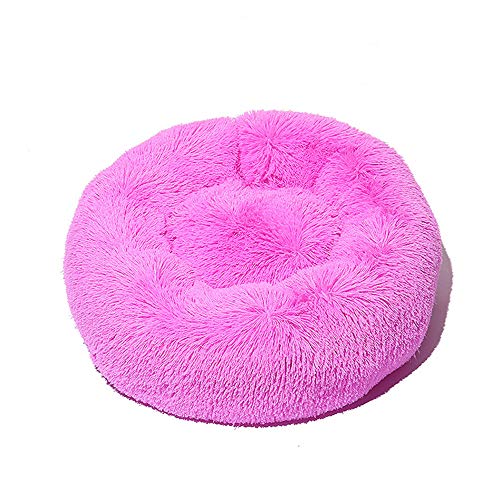 FANSU Hundebett rund Hundekissen Plüsch weichem Hundesofa rutschfest Base Katzenbett Donut Größe und Farbe wählbar (Rose Red,70CM) von FANSU