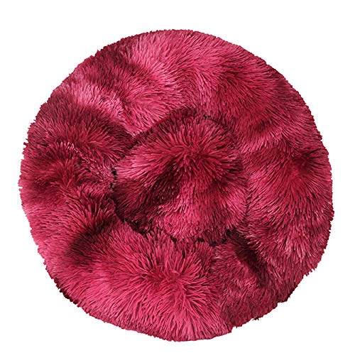 FANSU Hundebett rund Hundekissen Plüsch weichem Hundesofa rutschfest Base Katzenbett Donut Größe und Farbe wählbar (Tie-Dye Wein rot,110CM) von FANSU