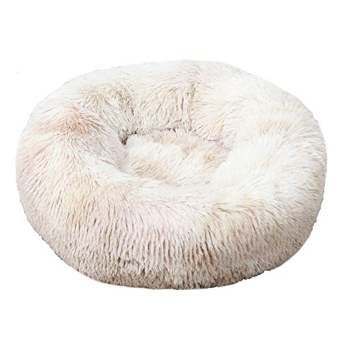 FANSU Hundebett rund Hundekissen Plüsch weichem Hundesofa rutschfest Base Katzenbett Donut Größe und Farbe wählbar (Tie-Dye braun,40CM) von FANSU