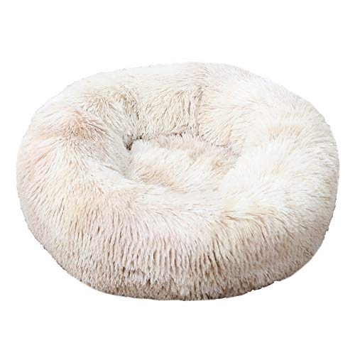 FANSU Hundebett rund Hundekissen Plüsch weichem Hundesofa rutschfest Base Katzenbett Donut Größe und Farbe wählbar (Tie-Dye braun,80CM) von FANSU