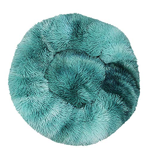 FANSU Hundebett rund Hundekissen Plüsch weichem Hundesofa rutschfest Base Katzenbett Donut Größe und Farbe wählbar (Tie-Dye dunkelblau,110CM) von FANSU