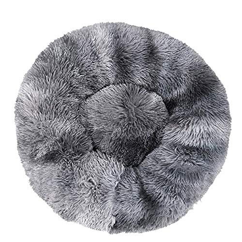 FANSU Hundebett rund Hundekissen Plüsch weichem Hundesofa rutschfest Base Katzenbett Donut Größe und Farbe wählbar (Tie-Dye dunkelgrau,110CM) von FANSU