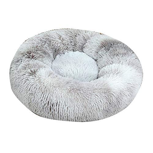 FANSU Hundebett rund Hundekissen Plüsch weichem Hundesofa rutschfest Base Katzenbett Donut Größe und Farbe wählbar (Tie-Dye grau,120CM) von FANSU