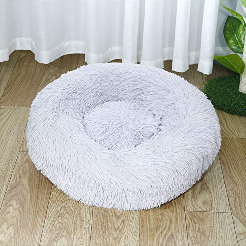 FANSU Hundebett rund Hundekissen Plüsch weichem Hundesofa rutschfest Base Katzenbett Donut Größe und Farbe wählbar (hellgrau,115CM) von FANSU