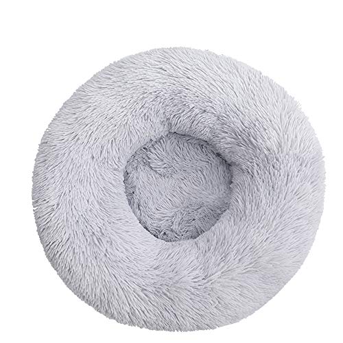 FANSU Hundebett rund Hundekissen Plüsch weichem Hundesofa rutschfest Base Katzenbett Donut Größe und Farbe wählbar (hellgrau,120CM) von FANSU