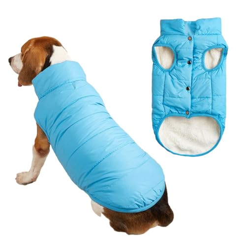 FANSU Hundemantel Winter Wasserdicht, Warme Hundejacke Wasserdicht Herbst Haustier Jacken Wattierte Kleidung für Kleine Hunde Mittlere Hunde Große Hunde (3XL,Himmelblau) von FANSU