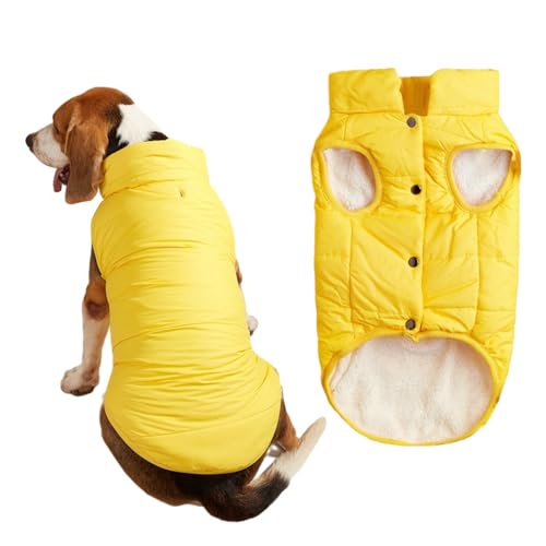 FANSU Hundemantel Winter Wasserdicht, Warme Hundejacke Wasserdicht Herbst Haustier Jacken Wattierte Kleidung für Kleine Hunde Mittlere Hunde Große Hunde (XL,Gelb) von FANSU