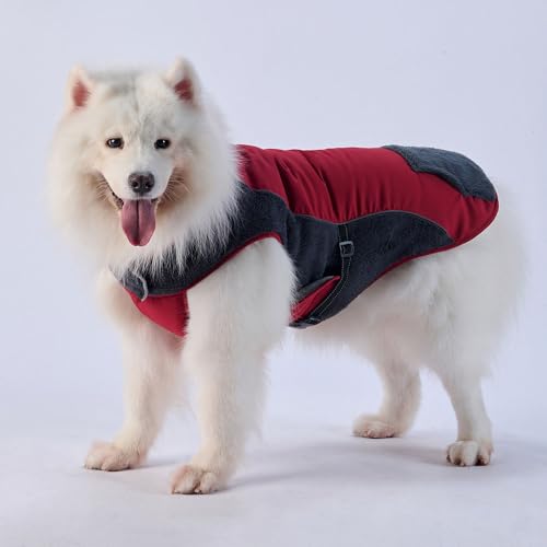 FANSU Hundemantel für Großer Hundem, Hundemantel Winter 2-28KG Klein Mittelgroßer Grosse Hunde Hundemantel Warme Hundejacke Haustier Jacken Wattierte Kleidung (S,Burgunderrot) von FANSU