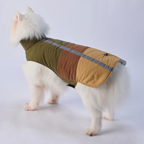 FANSU Hundemantel für Großer Hundem, Hundemantel Winter 2-28KG Klein Mittelgroßer Grosse Hunde Hundemantel Warme Hundejacke Haustier Jacken Wattierte Kleidung (S,Olivgrün) von FANSU