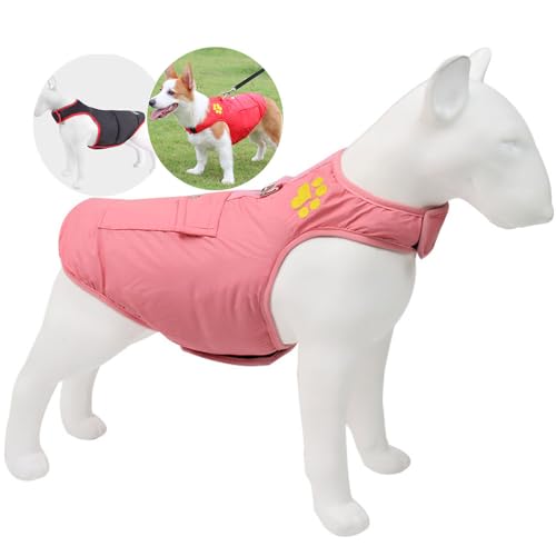 FANSU Hundemantel für Großer Hundem, Hundemantel Winter 2-30KG Klein Mittelgroßer Grosse Hunde Hundemantel Warme Hundejacke Haustier Jacken Wattierte Kleidung (S,Rosa Schwarz) von FANSU