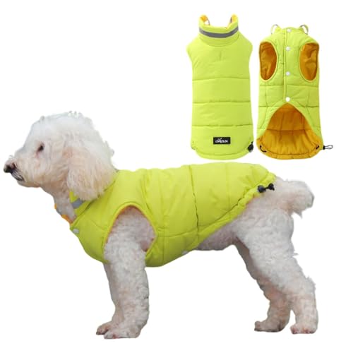 FANSU Hundemantel für Großer Hundem, Verdicken Hundemantel 2-50KG Grosse Hunde Hundemantel Warme Hundejacke Winter Haustier Jacken Wattierte Kleidung (2XL,Grün/Gelb) von FANSU