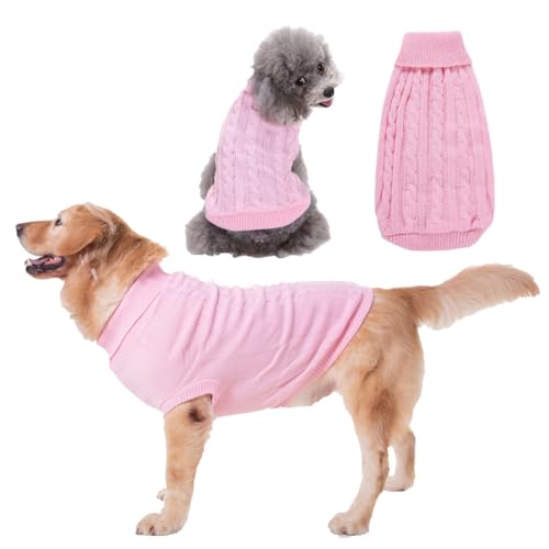 FANSU Hundepullover Kleine Hunde, Hunde Pullover Waschbar Hundepulli, Solider Twist-Strick Pullover Hunde Shirt Elastisch Wärme Hunde Pullis, Strickpullover mit Beinen (3XL,Rosa) von FANSU