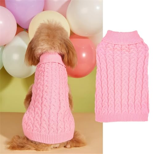 FANSU Hundepullover Kleine Hunde, Hunde Pullover Waschbar Hundepulli, Weich Einfarbig Strickpullover Hunde Shirt Elastisch Warmer Hunde Pullis, Strickpullover mit Beinen (L,Rosa) von FANSU