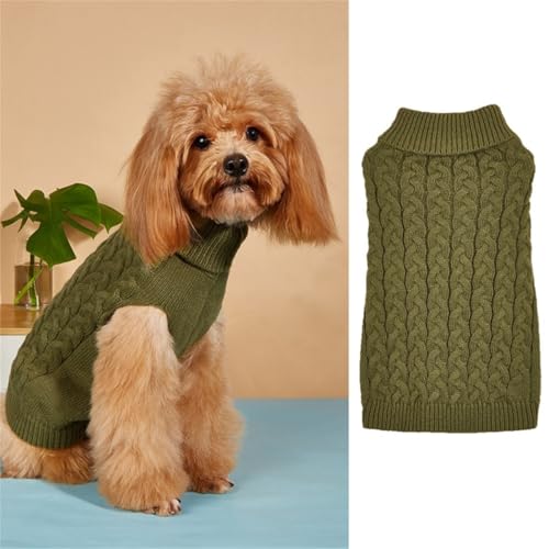 FANSU Hundepullover Kleine Hunde, Hunde Pullover Waschbar Hundepulli, Weich Einfarbig Strickpullover Hunde Shirt Elastisch Warmer Hunde Pullis, Strickpullover mit Beinen (M,Dunkelgrün) von FANSU