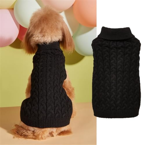 FANSU Hundepullover Kleine Hunde, Hunde Pullover Waschbar Hundepulli, Weich Einfarbig Strickpullover Hunde Shirt Elastisch Warmer Hunde Pullis, Strickpullover mit Beinen (XL,Schwarz) von FANSU