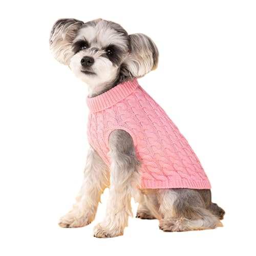 FANSU Hundepullover Kleine Hunde, Twist-Strick Hunde Pullover Waschbar Hundepulli, Strick Pullover Hunde Shirt Elastisch Wärme Hunde Pullis, Strickpullover für Corgi Dackel (XS,Sakura Rosa) von FANSU