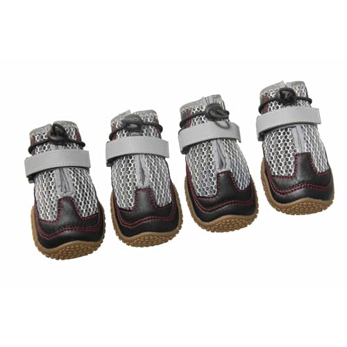 FANSU Hundeschuhe 4 Stück, Hundeschuhe Pfotenschutz Hunde Schuhe Outdoor Laufen Hundeschuhe Winter, Schuhe für Hunde Rutschfester für Kleine (3XL,Grau) von FANSU