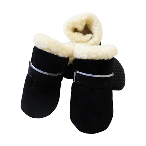 FANSU Hundeschuhe 4 Stück, Hundeschuhe Pfotenschutz Hunde Schuhe Outdoor Laufen Hundeschuhe Winter, Schuhe für Hunde Rutschfester für Kleine und Mittlere Hunde (L,Schwarz) von FANSU