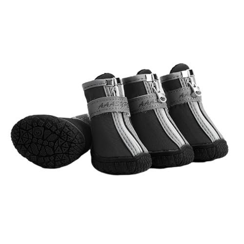 FANSU Hundeschuhe 4 Stück, Hundeschuhe Pfotenschutz Hunde Schuhe Outdoor Laufen Hundeschuhe Winter, Schuhe für Hunde Rutschfester für Kleine und Mittlere Hunde (L,Wasserdicht-Schwarz) von FANSU