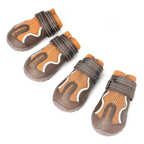 FANSU Hundeschuhe 4 Stück, Hundeschuhe Pfotenschutz Hunde Schuhe Outdoor Laufen Hundeschuhe Winter, Schuhe für Hunde Rutschfester für Kleine und Mittlere Hunde (M(3#),Braun/Erde) von FANSU