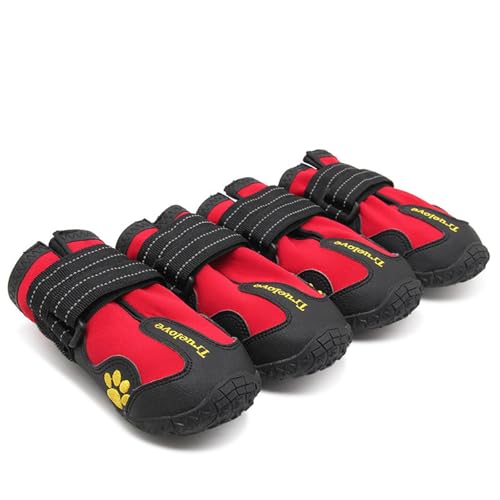 FANSU Hundeschuhe 4 Stück, Hundeschuhe Pfotenschutz Hunde Schuhe Outdoor Laufen Hundeschuhe Winter, Schuhe für Hunde Rutschfester für Kleine und Mittlere Hunde (M(3#),Rot) von FANSU