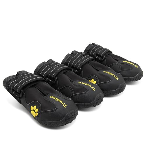 FANSU Hundeschuhe 4 Stück, Hundeschuhe Pfotenschutz Hunde Schuhe Outdoor Laufen Hundeschuhe Winter, Schuhe für Hunde Rutschfester für Kleine und Mittlere Hunde (M(3#),Schwarz) von FANSU