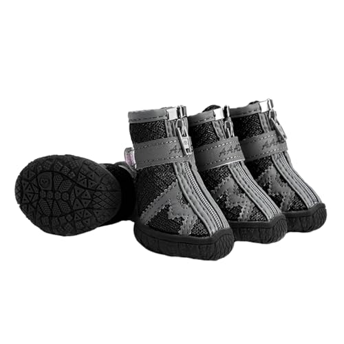 FANSU Hundeschuhe 4 Stück, Hundeschuhe Pfotenschutz Hunde Schuhe Outdoor Laufen Hundeschuhe Winter, Schuhe für Hunde Rutschfester für Kleine und Mittlere Hunde (M,1703 Schwarz) von FANSU